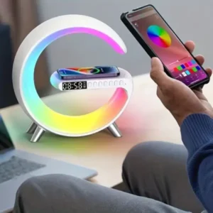 Luminária Multifuncional Luz Atmosférica RGB Alarme Relógio e Alto-Falante com Bluetooth