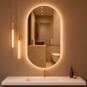 Espelho Oval com LED para Banheiro Lavabo